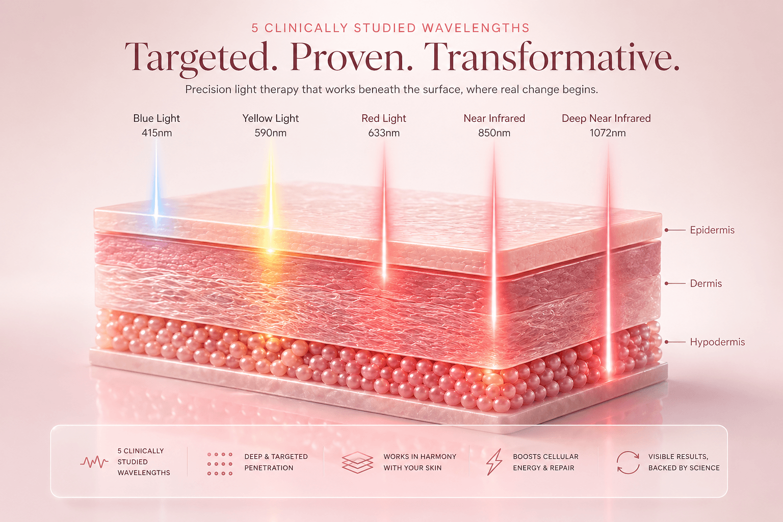 5 Clinically Studied Wavelengths — Targeted. Proven. Transformative.